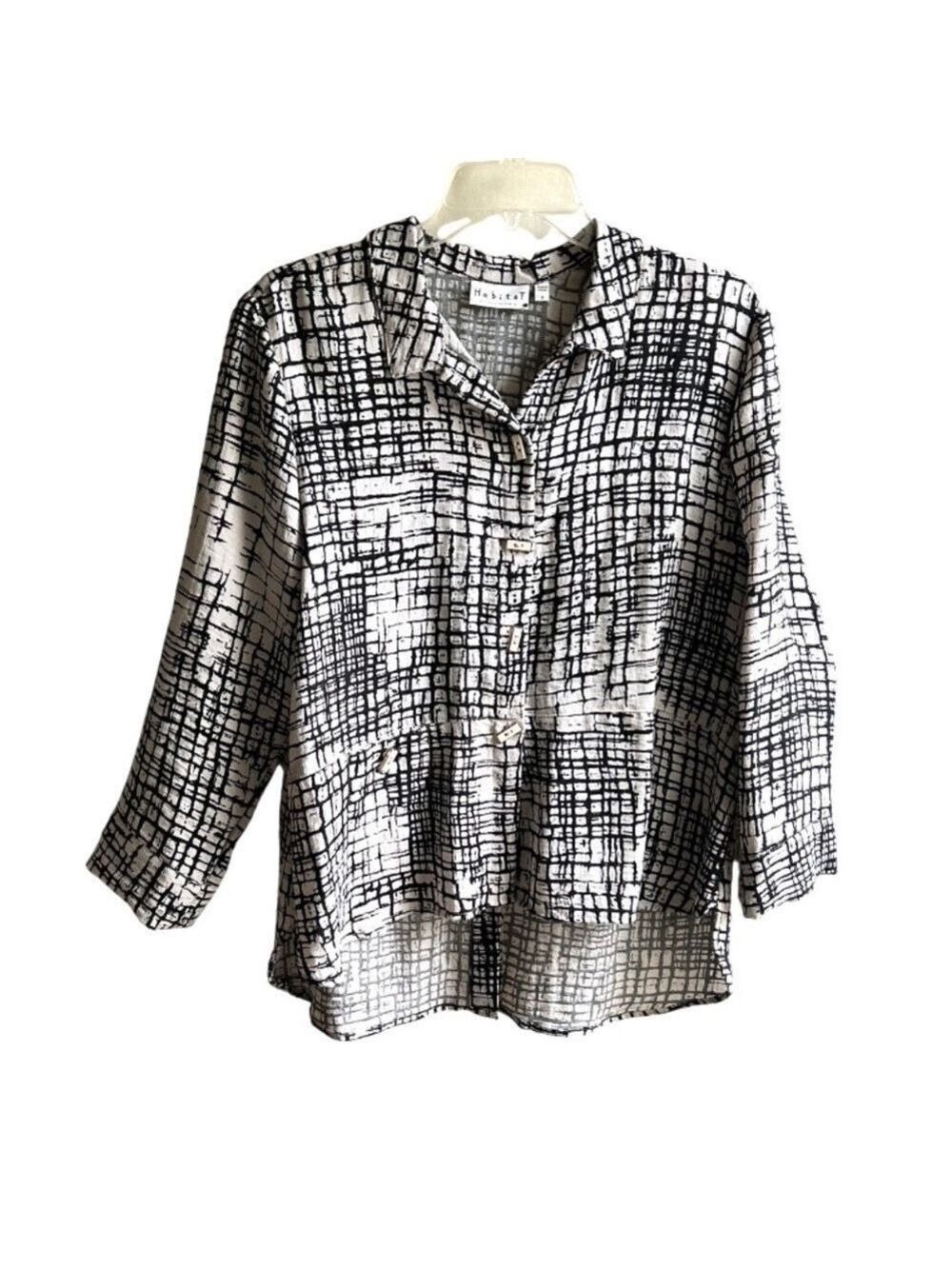Habitat clothes to live in Lightweight Button Front Long Sleeve Blouse